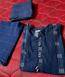 Stylish Blue Printed kurta set with dupatta