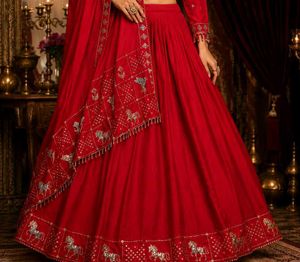 Stunning Red Embellished Lehenga Choli
