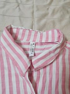Pink and White Striped Shirt