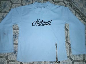 Light Blue "Natural" Zip Detail Top