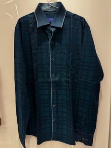 Men's Textured Navy Blue Shirt