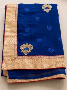 Royal Blue Embroidered Saree