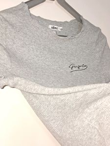 Grey Ribbed Top