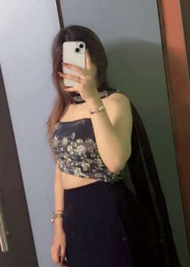 diwali Designer Blue Floral Crop Top &amp; Skirt