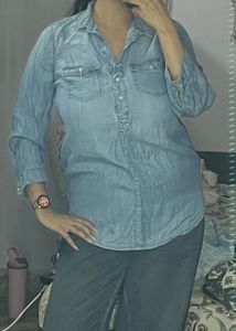 Blue Denim Style Shirt Top