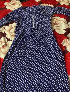 Blue & White Printed Kurta