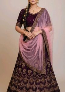 Purple Velvet Stone Work Lehnga