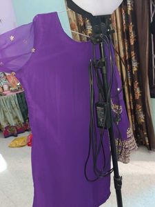 Purple &amp; Gold Embellished Indian Outfit