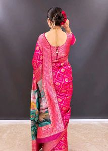 Stunning Pink Banarasi Silk Saree
