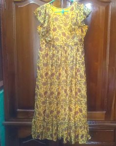 Vintage mustard yellow midi dress
