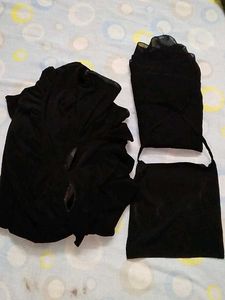 Elegant Black Abaya with Hijab of 4