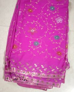 Vibrant Pink Embroidered Sari