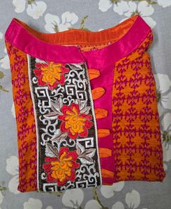 Vibrant Orange Sleeveless Kurta