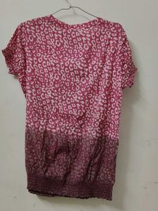 Pink Leopard Print Ruffled Top