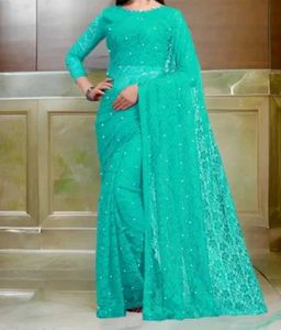Stunning Teal Lace Saree