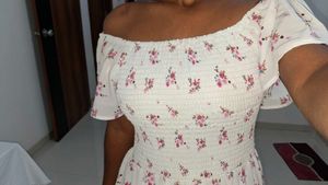 White Floral Print Maxi Dress