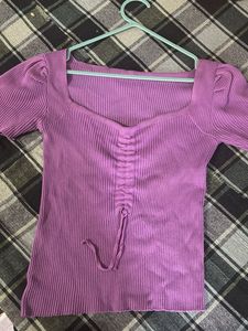 Chic Ribbed Drawstring Top