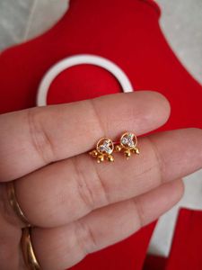Gold Stud Earrings with Stones