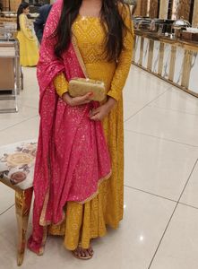 Mustard Yellow Gown Anarkali Kurta