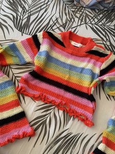 Rainbow Striped Knit Sweater