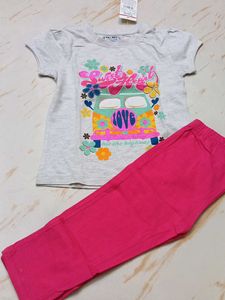 4-6 year Girl's Outfit: Graphic Tee &amp; Cropped Pant