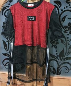 Mesh Top with Red Tank
