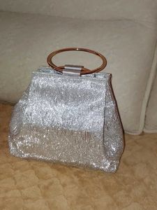 Lavie Silver Glitter Clutch