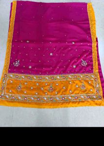 Beautiful Pink & Yellow Embroidered saree