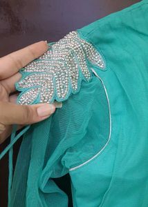 Elegant Green Embellished Ethnic Gown