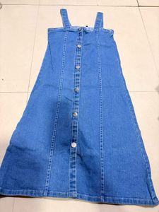 Denim Button-Front Midi Dress