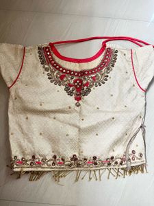 Elegant Pink &amp; White Embroidered Lehenga Choli
