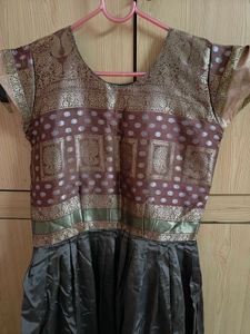 Long Flared Silk Gown