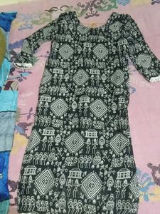Black & White Folk Print Kurta