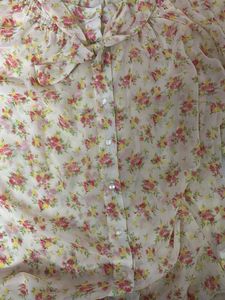 Chiffon Floral Print Button-Up Top - L