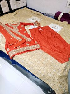 Elegant Rust Color Embroidered work Kurta Set