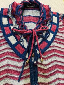 Vintage Patterned Knit Cardigan