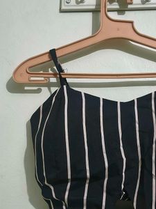 Striped Paded Crop Top with Tie Detail