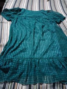Chic Teal Checkered Dress