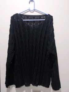 SAVANA Black Sheer Knit Sweater