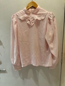 Chic Pink Lace Detail Blouse