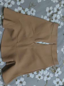 Stylish Tan Skirt with Ruffle Hem