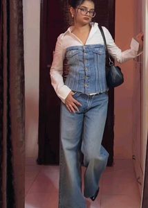 Zara Denim Corset Top