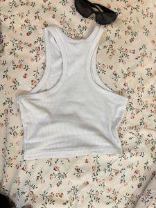 White Ribbed vest Top