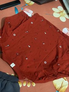Cute Red Guitar Print Outfit