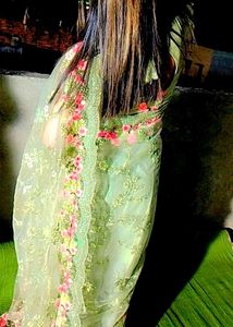 Elegant Green Floral Saree