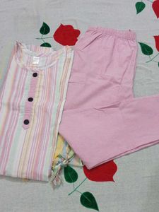 Striped Kurta Set with Pants &amp; Dupatta