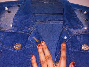Denim Jacket with Pearl Embellishments