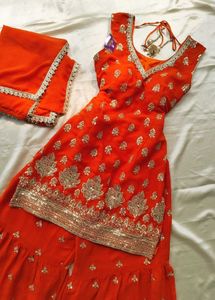 Rust orange sharara set