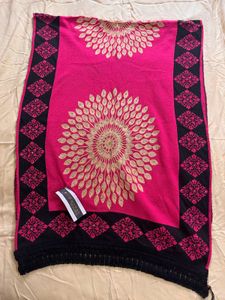 New Embroidered Pink &amp; Black Stole