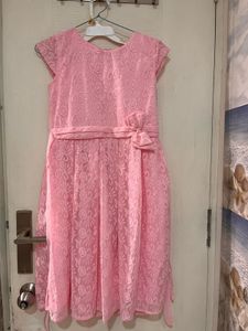Adorable Pink Embroidered Dress with Bow